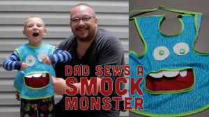 Dad Sews A Smock Monster (Kids Art Apron With Pocket)